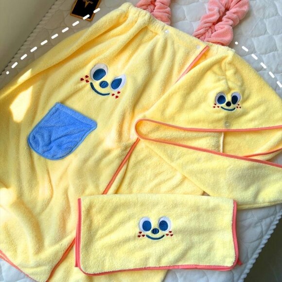 4 Pcs Cartoon Coral Fleece Bath Towel Set，Wearable Bath Towel - Picture 4 of 7